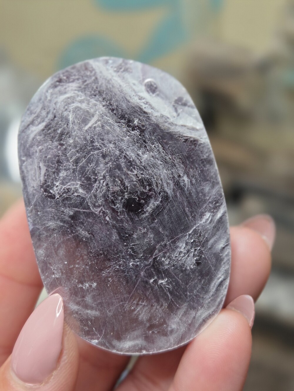 Gem Lepidolite Purple Mica Palmstone 2.5 In ( Emotional Balance) A - Picture 3 of 3